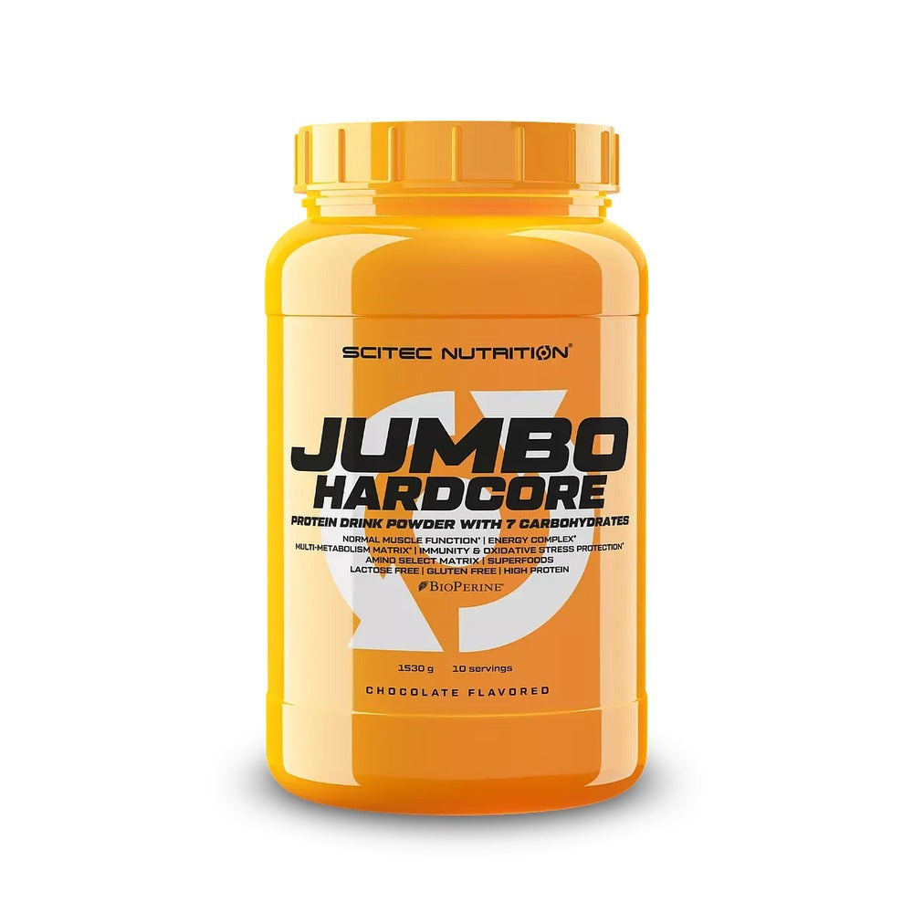 Proteinpulver-Dose Scitec Nutrition Jumbo Hardcore, orangefarbene Dose mit Deckel