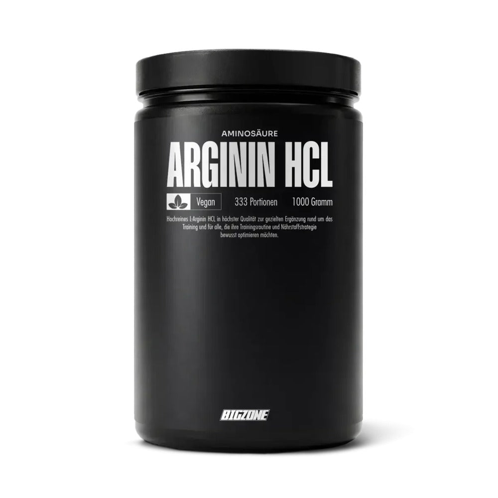 Schwarze Big Zone Dose mit Deckel, „Arginin HCl“, 1000 g