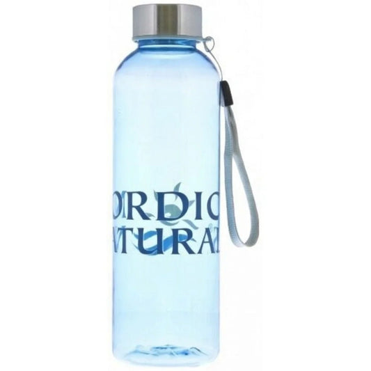 Nordic Naturals Wasserflasche 500 ml, hellblaue transparente Flasche mit Edelstahlverschluss und Schlaufe