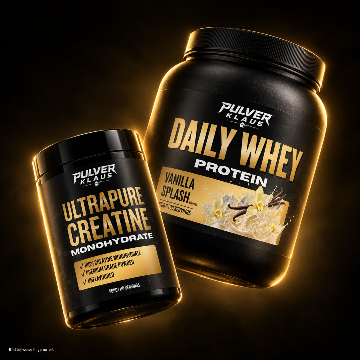 Proteinpulver-Set von Pulver Klaus: Daily Whey Vanilla Splash & Ultrapure Creatine
