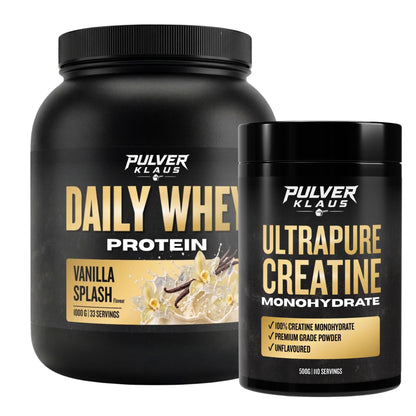 Proteinpulver-Set von Pulver Klaus: Daily Whey Vanilla Splash & Ultrapure Creatine