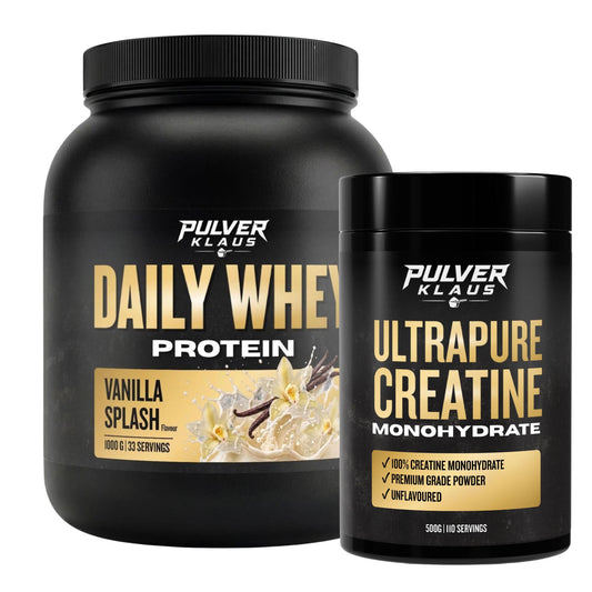 Proteinpulver-Set von Pulver Klaus: Daily Whey Vanilla Splash & Ultrapure Creatine