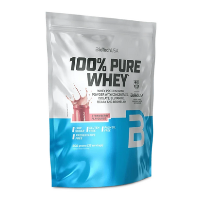 BioTech 100% Pure Whey 900 g Beutel, Strawberry-Geschmack