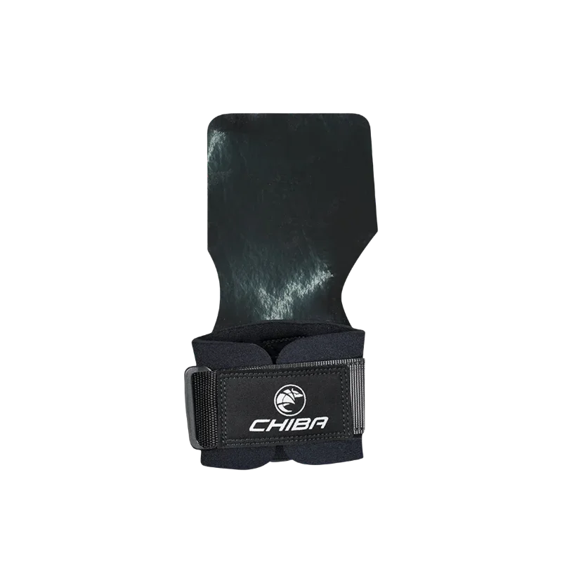 Chiba PowerGrip-Handgelenksband aus dunklem Material mit Klettverschluss vorn